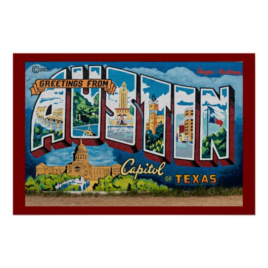 Austin, Texas Groeten Perfect Poster (Voorkant)