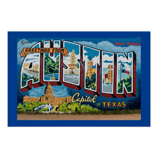 Austin, Texas Groeten Perfect Poster (Voorkant)