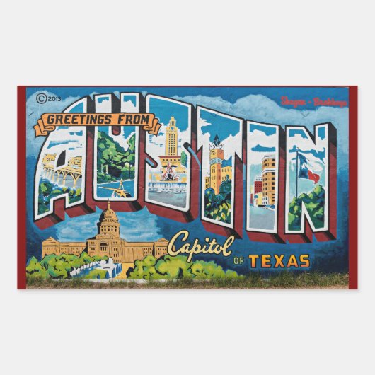 Austin, Texas Groeten Rechthoekige Sticker (Voorkant)