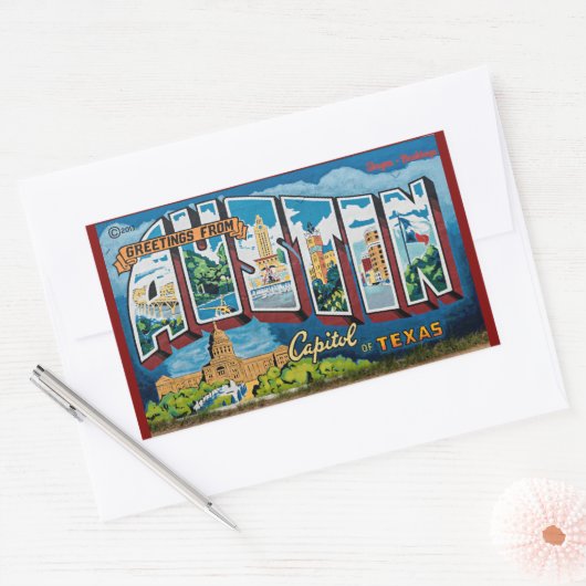 Austin, Texas Groeten Rechthoekige Sticker (Envelop)