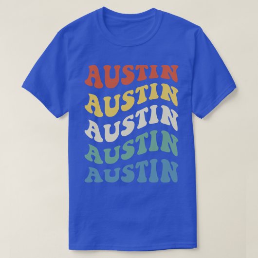  Austin Texas Hippie Retro Wavy Tekst T-shirt (Design voorkant)