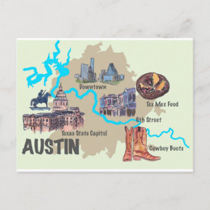 Austin Texas hoogtepunten kaart 