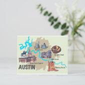 Austin Texas hoogtepuntenoverzicht  Briefkaart (Staand voorkant)