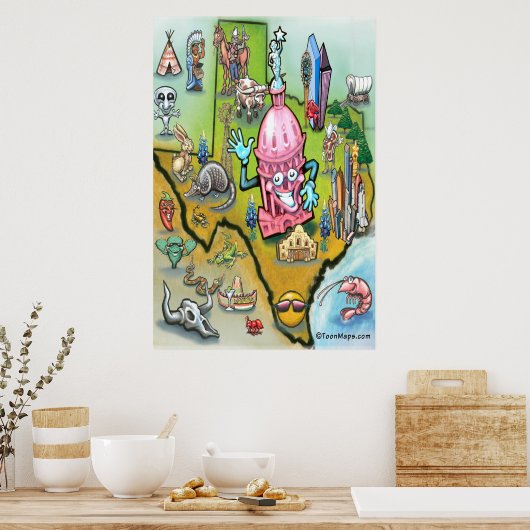 Austin TEXAS-kaart Poster (Keuken)