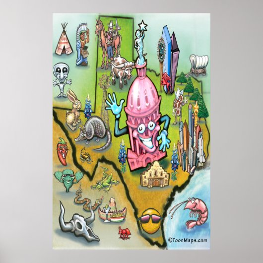 Austin TEXAS-kaart Poster (Voorkant)
