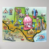 Austin TEXAS-kaart Poster (Voorkant)