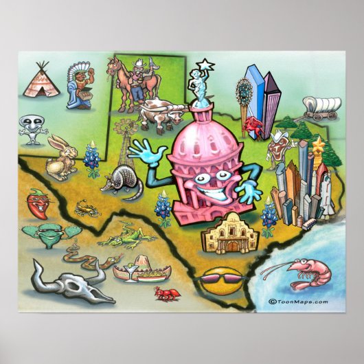 Austin TEXAS-kaart Poster (Voorkant)
