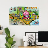 Austin TEXAS-kaart Poster (Thuiskantoor)
