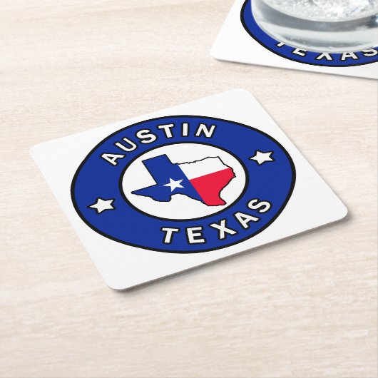 Austin Texas Kartonnen Onderzetters (Schuin)