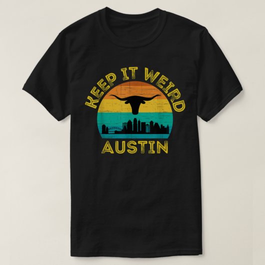 Austin, Texas Keep It Weird Longhorn T-shirt (Design voorkant)