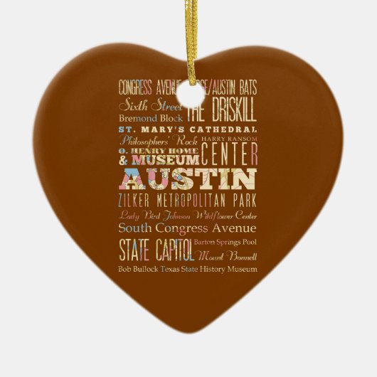 Austin, Texas. Keramisch Ornament (Voorkant)