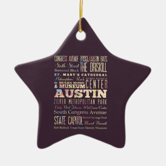 Austin, Texas. Keramisch Ornament (Voorkant)