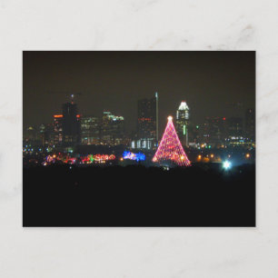 Austin Texas Kersttrein Lights Skyline Briefkaart