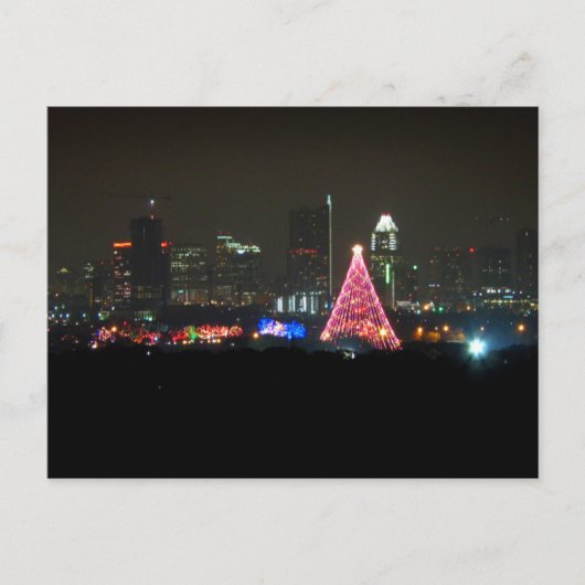 Austin Texas Kersttrein Lights Skyline Briefkaart (Voorkant)