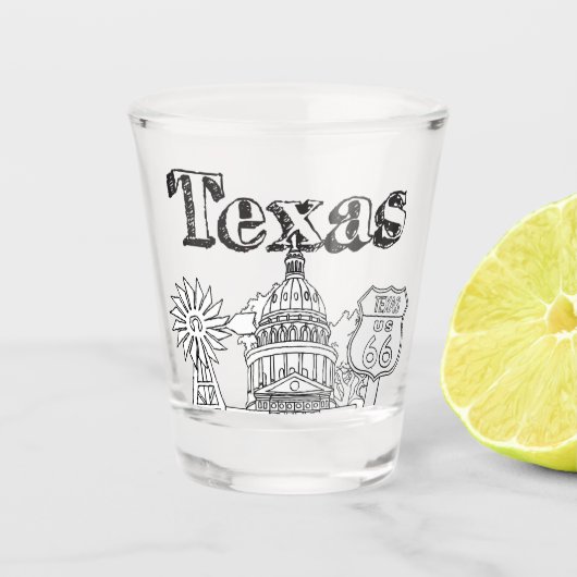 Austin Texas Kunst Vakantie Texas Souvenir Design Shot Glas (Voorkant)