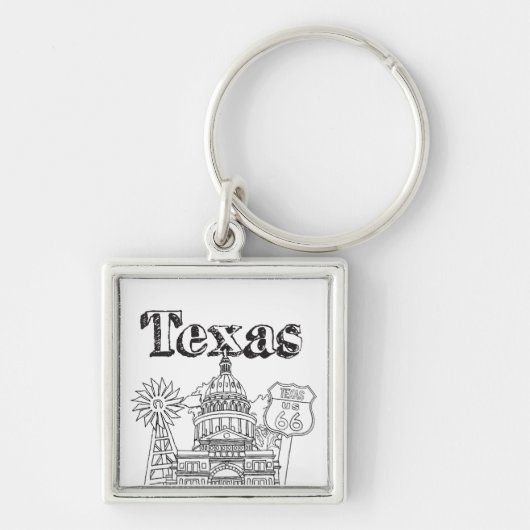 Austin Texas Kunst Vakantie Texas Souvenir Design Sleutelhanger (Voorkant)