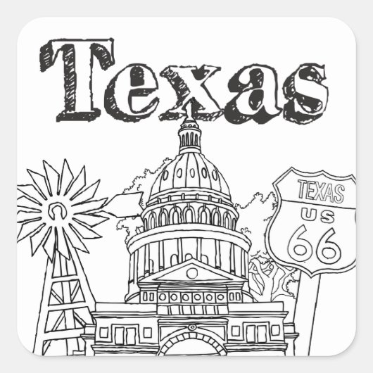 Austin Texas Kunst Vakantie Texas Souvenir Design Vierkante Sticker (Voorkant)