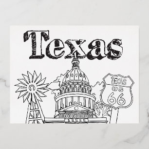 Austin Texas Kunstvakantie Texas Souvenirontwerp Folie Feestdagen Briefkaart