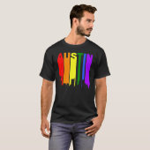Austin Texas LGBTQ Gay Pride Rainbow Skyline T-shirt (Voorkant volledig)
