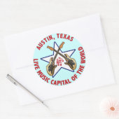 Austin, Texas Live Music Capital van de Wereld Ronde Sticker (Envelop)