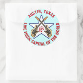 Austin, Texas Live Music Capital van de Wereld Ronde Sticker (Tas)