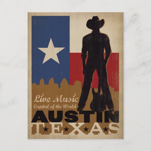Austin, Texas | Live Music Cowboy Briefkaart (Voorkant)