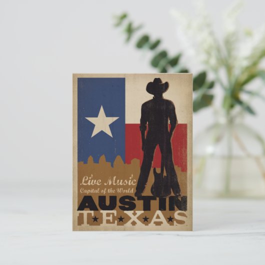 Austin, Texas | Live Music Cowboy Briefkaart (Staand voorkant)
