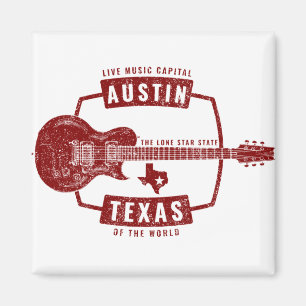 Austin Texas Live Music Guitar Magneet