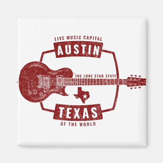 Austin Texas Live Music Guitar Magneet (Voorkant)