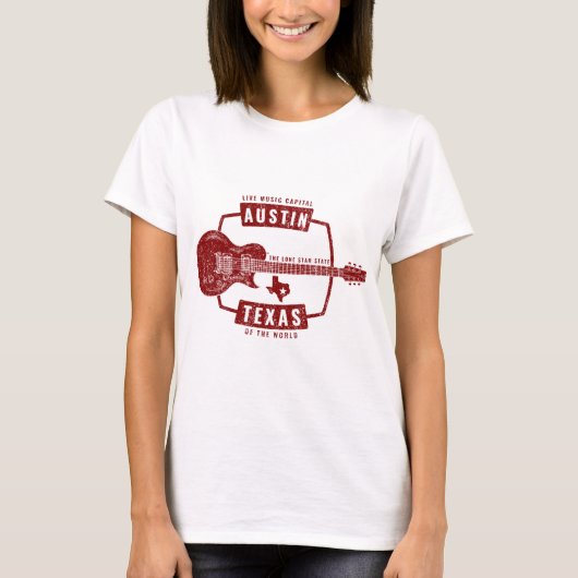 Austin Texas Live Music Guitar T-shirt (Voorkant)