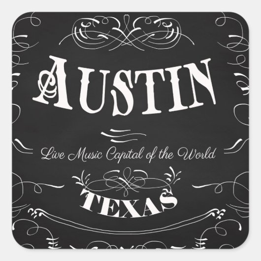 Austin, Texas - Live Muziekhoofdstad van de wereld Vierkante Sticker (Voorkant)
