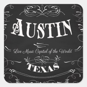 Austin, Texas - Live Muziekhoofdstad van de wereld Vierkante Sticker