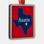 Austin Texas Lone Star State Map met Kerstmis Metalen Ornament (Rechts)