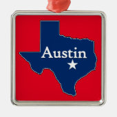 Austin Texas Lone Star State Map met Kerstmis Metalen Ornament (Voorkant)