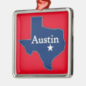 Austin Texas Lone Star State Map met Kerstmis Metalen Ornament (Links)
