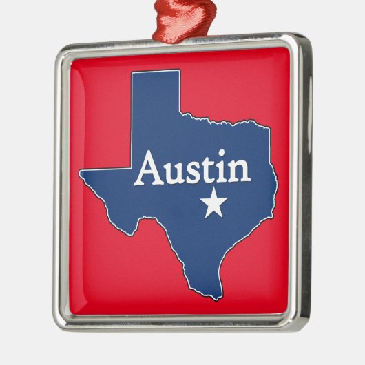 Austin Texas Lone Star State Map met Kerstmis Metalen Ornament (Links)