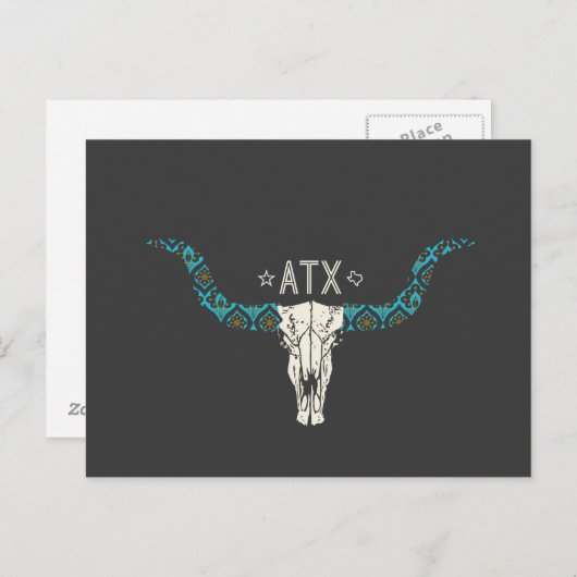 Austin Texas Long Horn Skull Southwest Pattern Briefkaart (Voorkant / Achterkant)