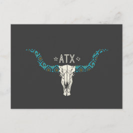 Austin Texas Long Horn Skull Southwest Pattern Briefkaart