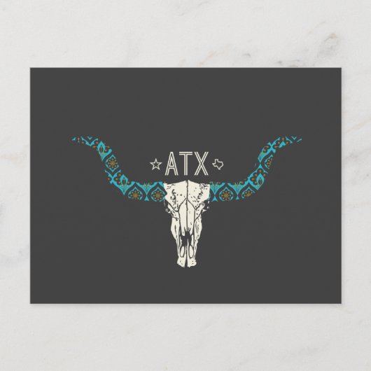Austin Texas Long Horn Skull Southwest Pattern Briefkaart (Voorkant)