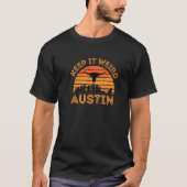 Austin Texas Longhorn Sunset Keep It Weird T-shirt (Voorkant)