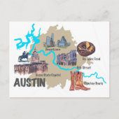 Austin Texas Map Briefkaart (Voorkant)