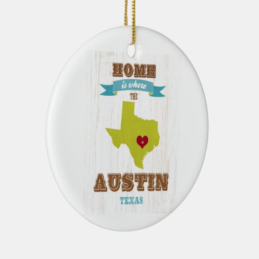 Austin , Texas Map - Home is waar het hart ligt Keramisch Ornament (Rechts)