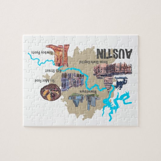 Austin Texas Map Legpuzzel (Horizontaal)