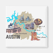Austin Texas Map Magneet (Voorkant)