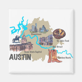 Austin Texas Map Magneet