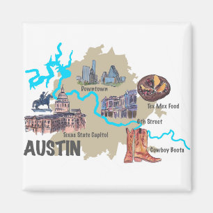 Austin Texas Map Magneet
