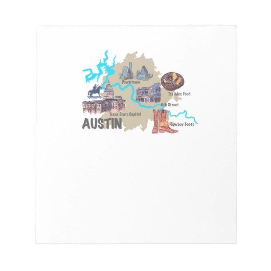 Austin Texas Map Notitieblok (Voorkant)