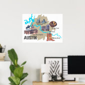 Austin Texas Map Poster (Thuiskantoor)