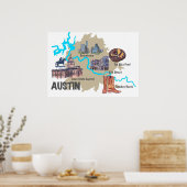 Austin Texas Map Poster (Keuken)