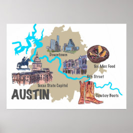 Austin Texas Map Poster